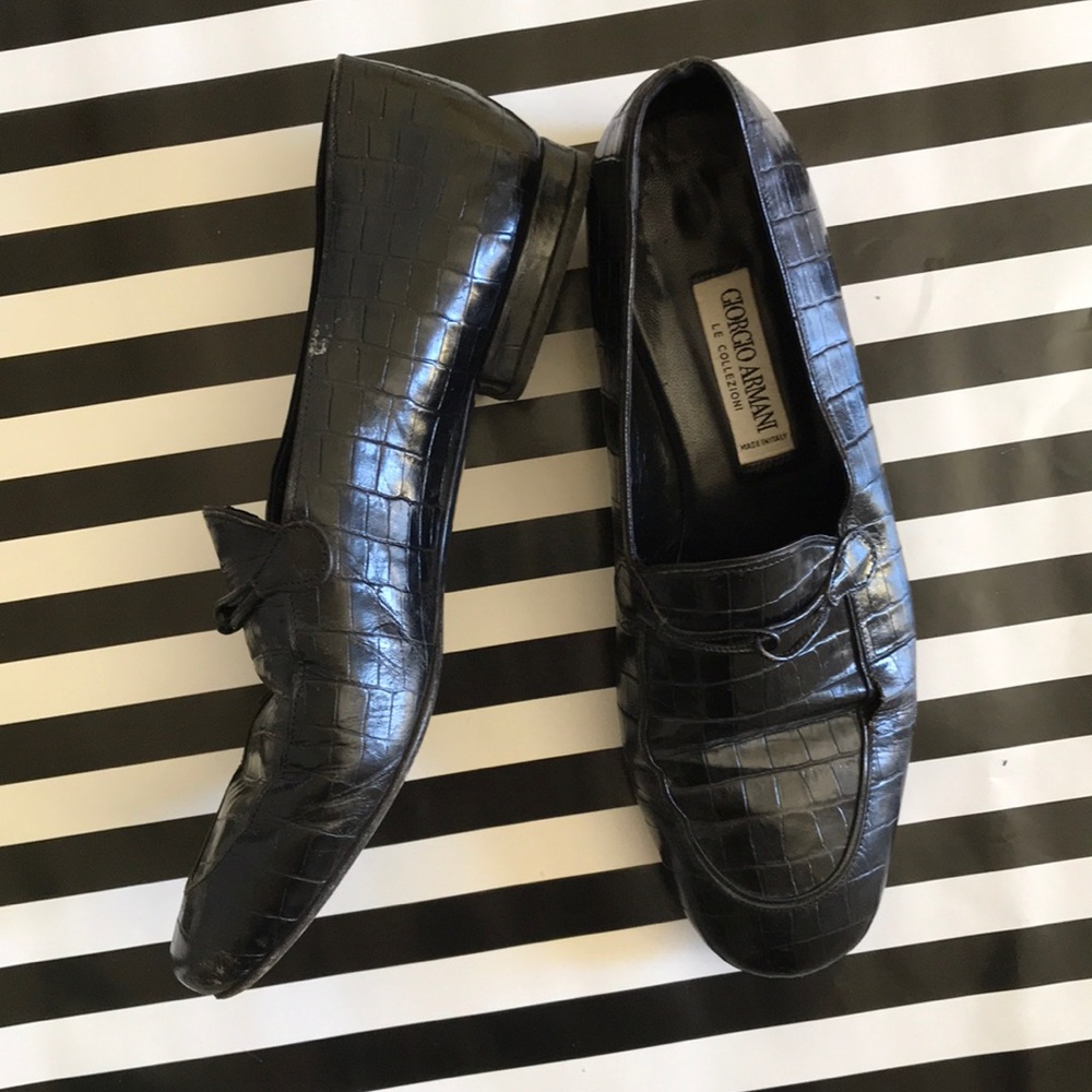 Vintage Giorgio Armani leather slip on loafers